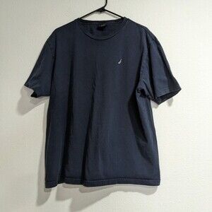 Nautica Navy Blue Short Sleeve Shirt, Mens Large